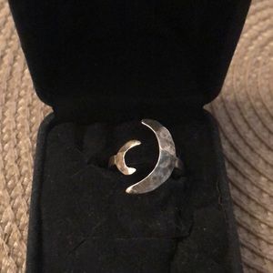 Sterling silver double moon ring